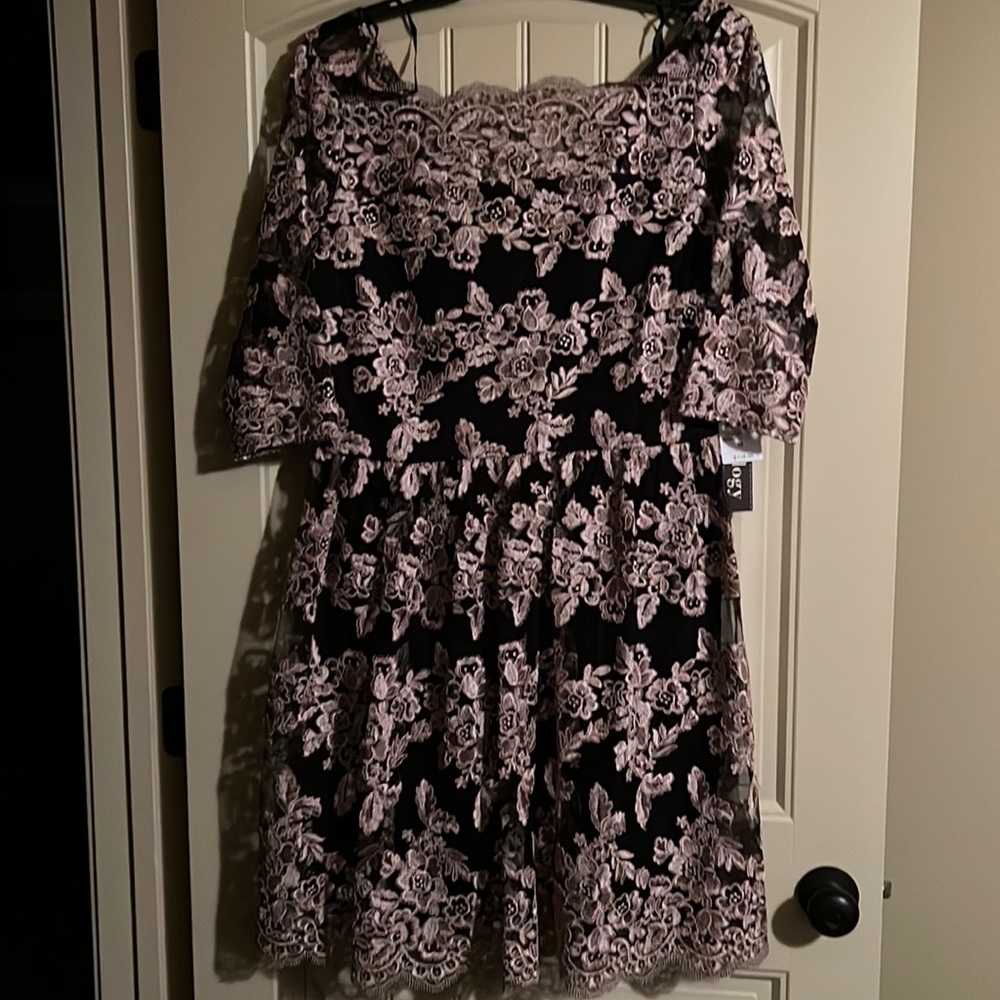 Occasion Black and Pink Lace Dress NWT